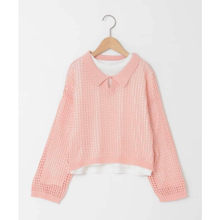 [120 160][ママとお揃いコーデが叶う]襟付きメッシュニットレイヤードトッ… | a.v.v【KIDS】 | 詳細画像11 