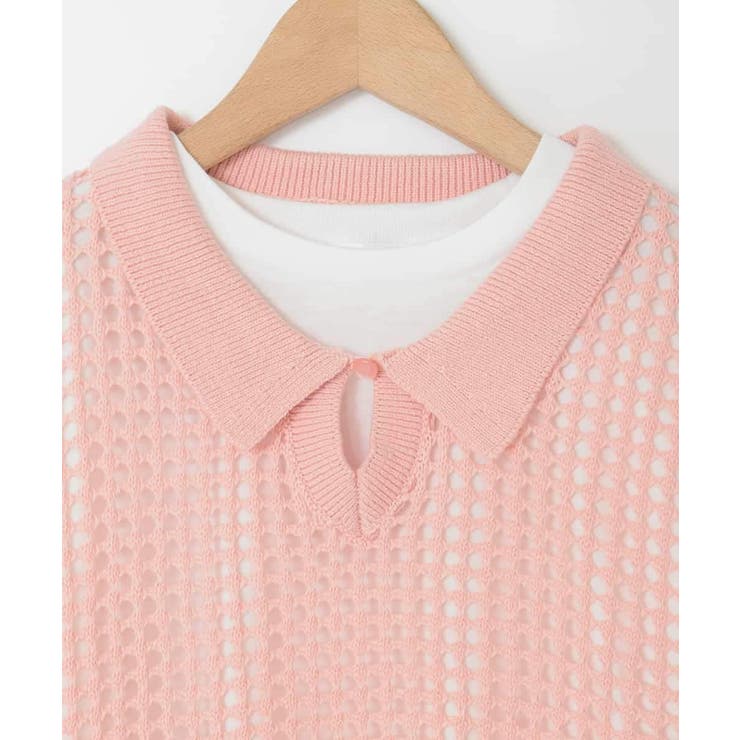 [120 160][ママとお揃いコーデが叶う]襟付きメッシュニットレイヤードトッ… | a.v.v【KIDS】 | 詳細画像13 