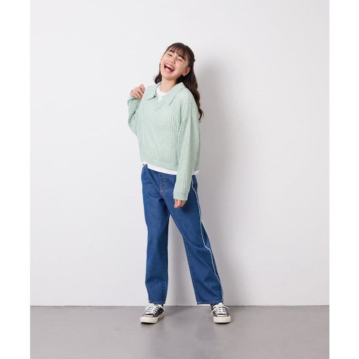 [120 160][ママとお揃いコーデが叶う]襟付きメッシュニットレイヤードトッ… | a.v.v【KIDS】 | 詳細画像21 