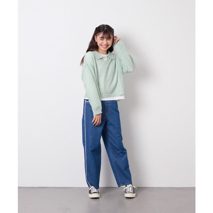 [120 160][ママとお揃いコーデが叶う]襟付きメッシュニットレイヤードトッ… | a.v.v【KIDS】 | 詳細画像23 