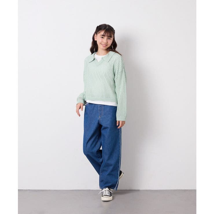 [120 160][ママとお揃いコーデが叶う]襟付きメッシュニットレイヤードトッ… | a.v.v【KIDS】 | 詳細画像25 