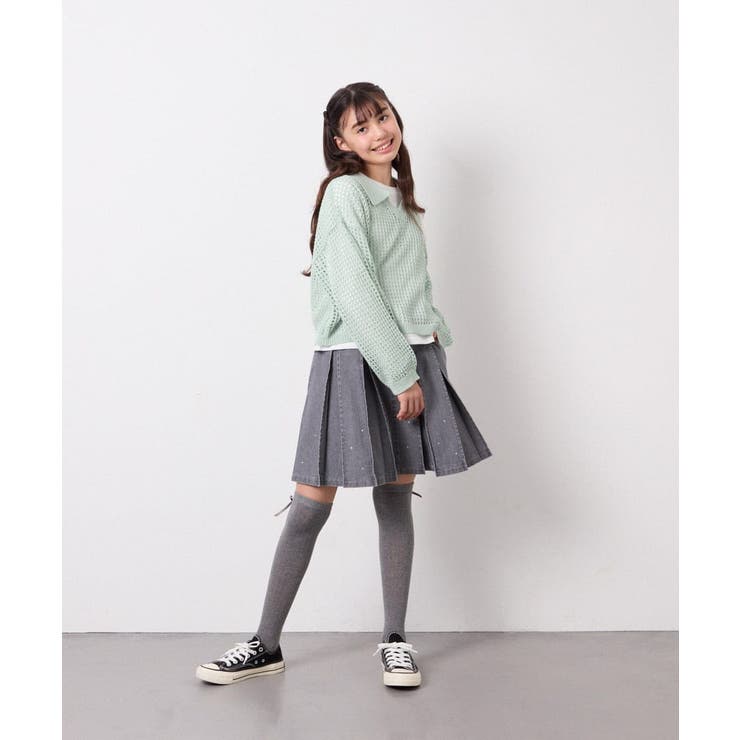 [120 160][ママとお揃いコーデが叶う]襟付きメッシュニットレイヤードトッ… | a.v.v【KIDS】 | 詳細画像27 