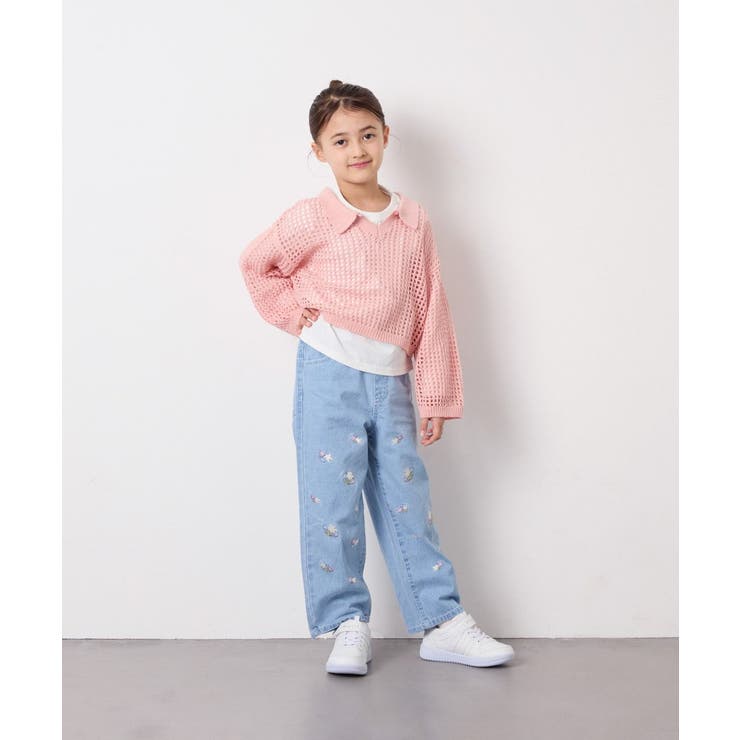 [120 160][ママとお揃いコーデが叶う]襟付きメッシュニットレイヤードトッ… | a.v.v【KIDS】 | 詳細画像6 