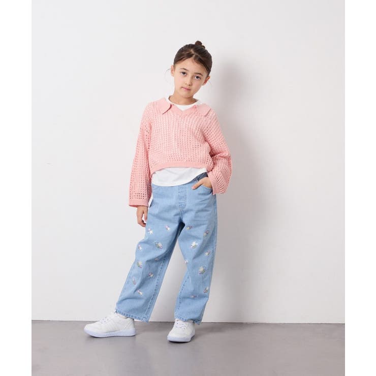 [120 160][ママとお揃いコーデが叶う]襟付きメッシュニットレイヤードトッ… | a.v.v【KIDS】 | 詳細画像7 