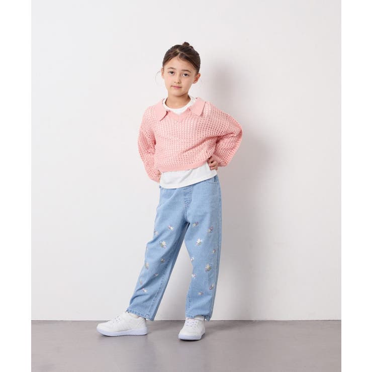 [120 160][ママとお揃いコーデが叶う]襟付きメッシュニットレイヤードトッ… | a.v.v【KIDS】 | 詳細画像8 