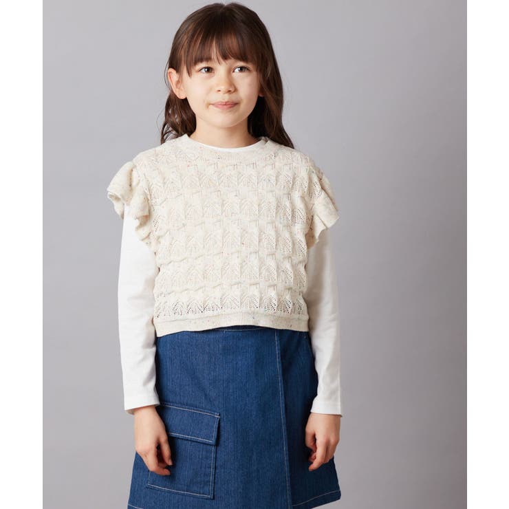 [100-130]【2点セット】透かし編みカラーネップベストセット | a.v.v【KIDS】 | 詳細画像12 