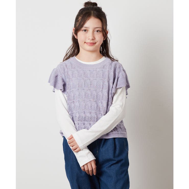 [100-130]【2点セット】透かし編みカラーネップベストセット | a.v.v【KIDS】 | 詳細画像17 