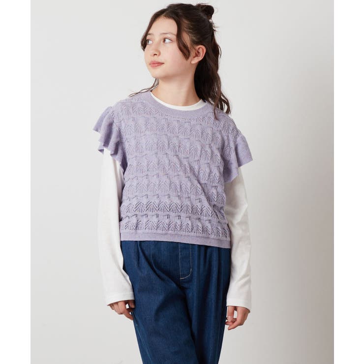 [100-130]【2点セット】透かし編みカラーネップベストセット | a.v.v【KIDS】 | 詳細画像18 