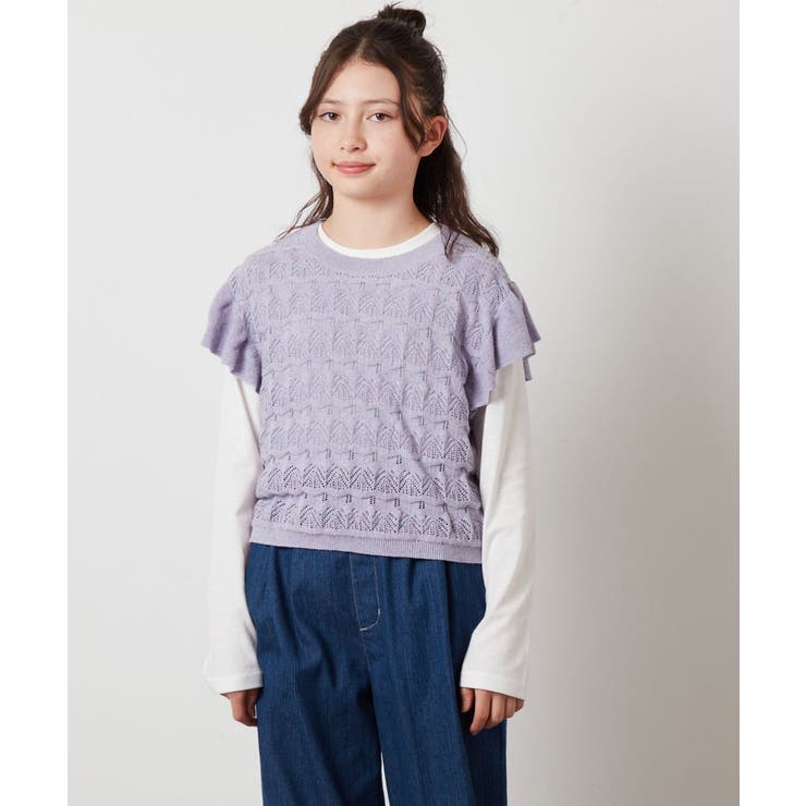 [100-130]【2点セット】透かし編みカラーネップベストセット | a.v.v【KIDS】 | 詳細画像19 