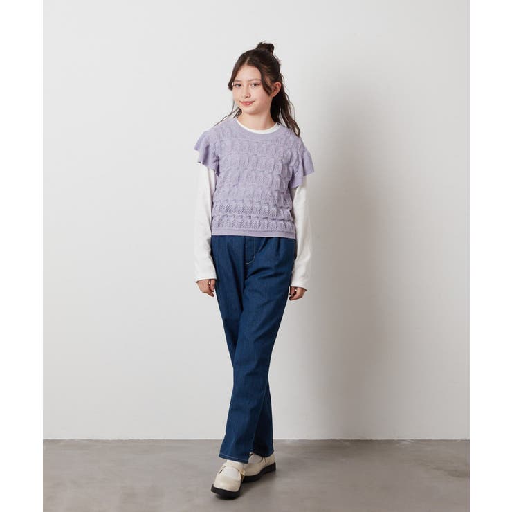 [100-130]【2点セット】透かし編みカラーネップベストセット | a.v.v【KIDS】 | 詳細画像23 