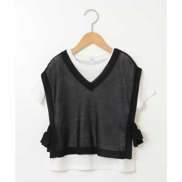 [120-130]【2点セット】サイドリボンメッシュニットベストセット | a.v.v【KIDS】 | 詳細画像13 