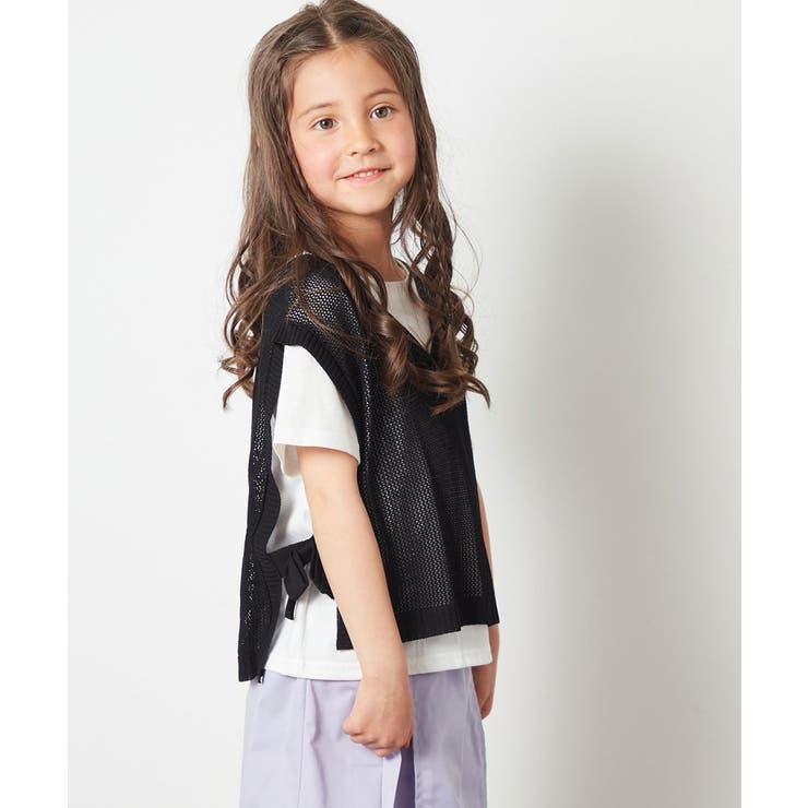 [120-130]【2点セット】サイドリボンメッシュニットベストセット | a.v.v【KIDS】 | 詳細画像9 