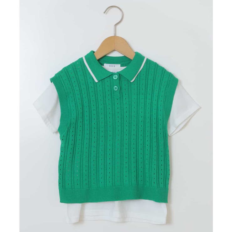 [120-130]【2点セット】アイレット柄襟付きニットベストセット | a.v.v【KIDS】 | 詳細画像12 