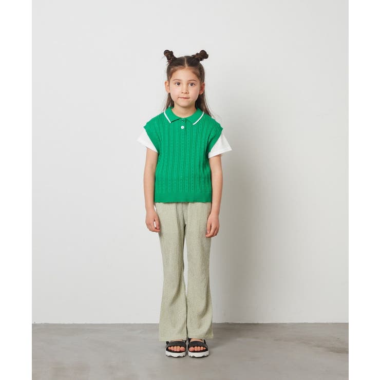 [140-150]【2点セット】アイレット柄襟付きニットベストセット | a.v.v【KIDS】 | 詳細画像3 