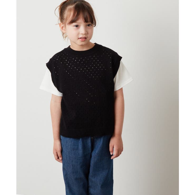 [100-130]【2点セット】アイレット柄ニットベストセット | a.v.v【KIDS】 | 詳細画像10 