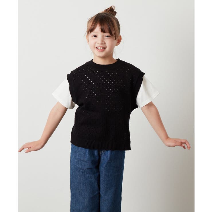 [100-130]【2点セット】アイレット柄ニットベストセット | a.v.v【KIDS】 | 詳細画像11 