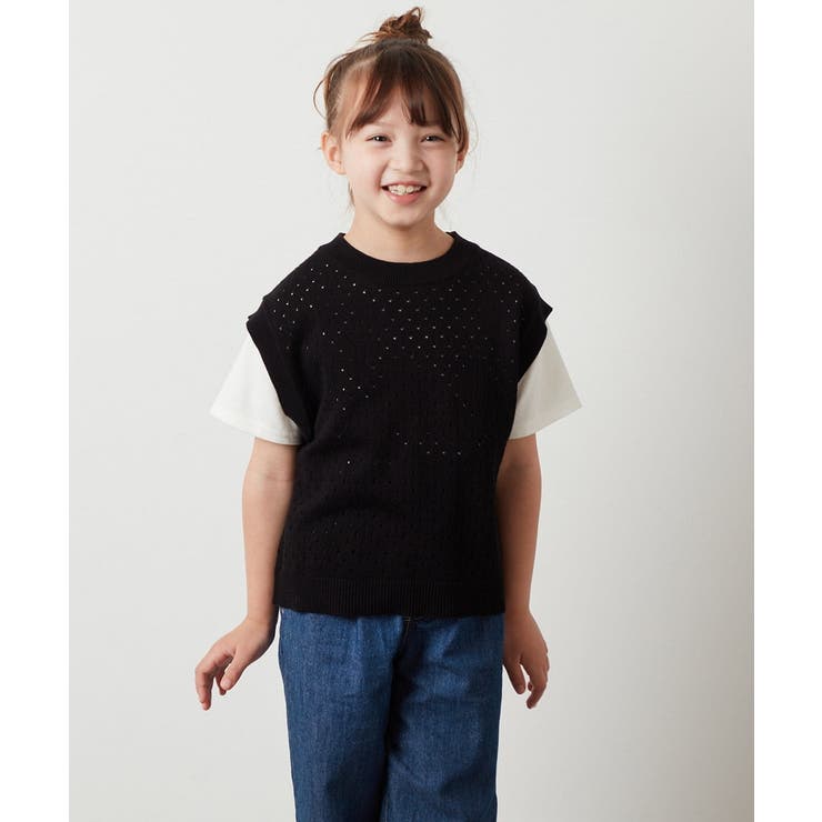 [100-130]【2点セット】アイレット柄ニットベストセット | a.v.v【KIDS】 | 詳細画像13 