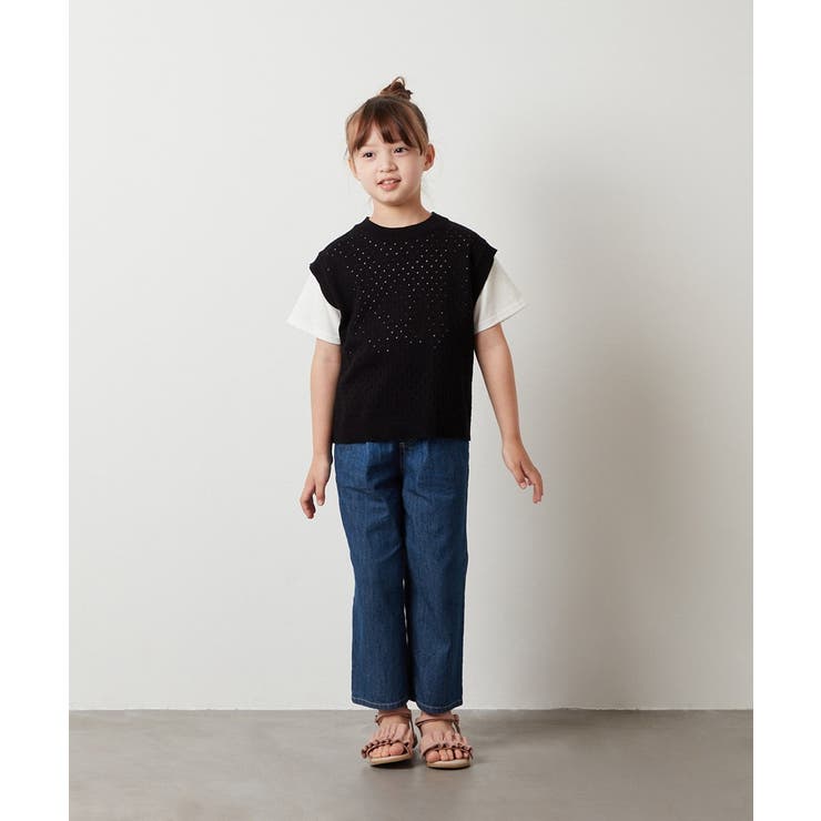 [100-130]【2点セット】アイレット柄ニットベストセット | a.v.v【KIDS】 | 詳細画像14 