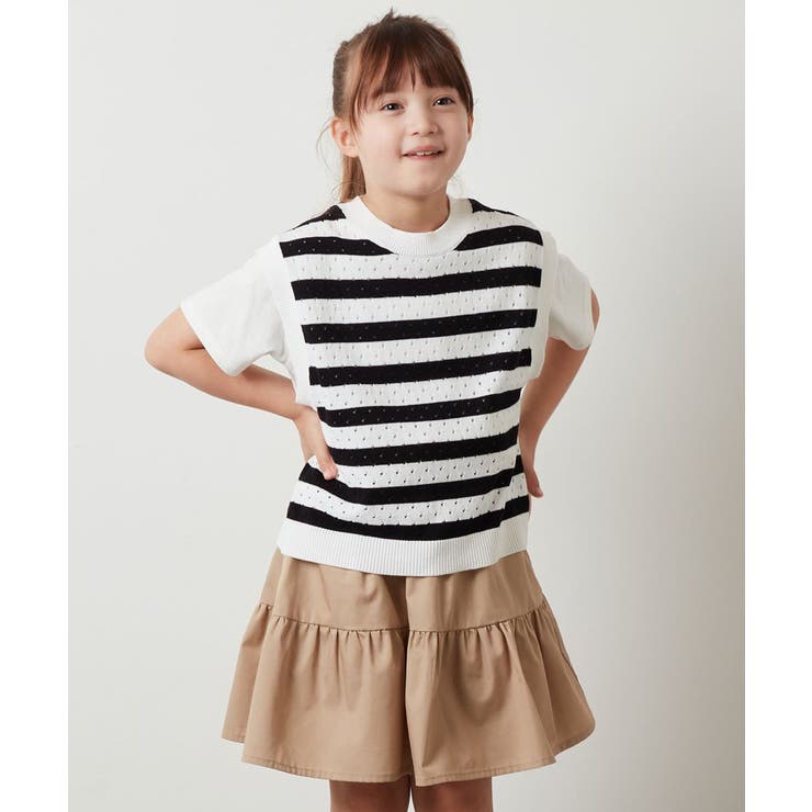 [100-130]【2点セット】アイレット柄ニットベストセット | a.v.v【KIDS】 | 詳細画像18 