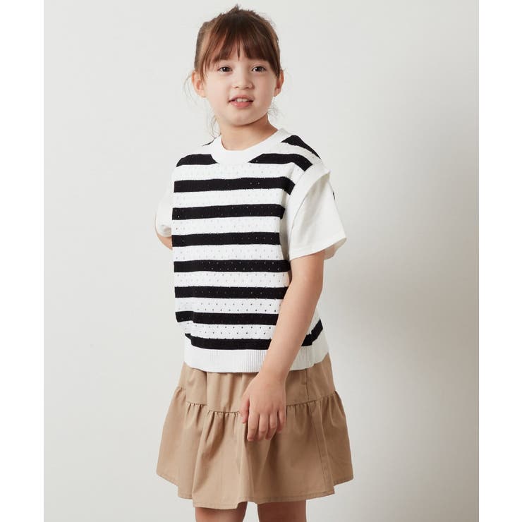 [100-130]【2点セット】アイレット柄ニットベストセット | a.v.v【KIDS】 | 詳細画像19 