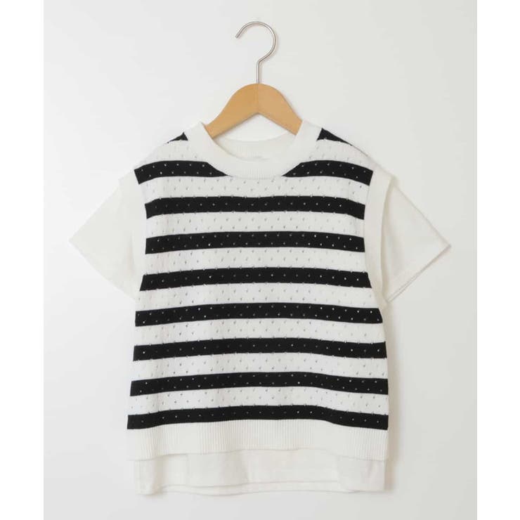 [100-130]【2点セット】アイレット柄ニットベストセット | a.v.v【KIDS】 | 詳細画像2 