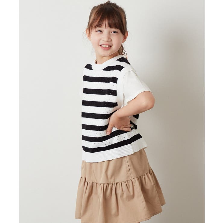 [100-130]【2点セット】アイレット柄ニットベストセット | a.v.v【KIDS】 | 詳細画像20 