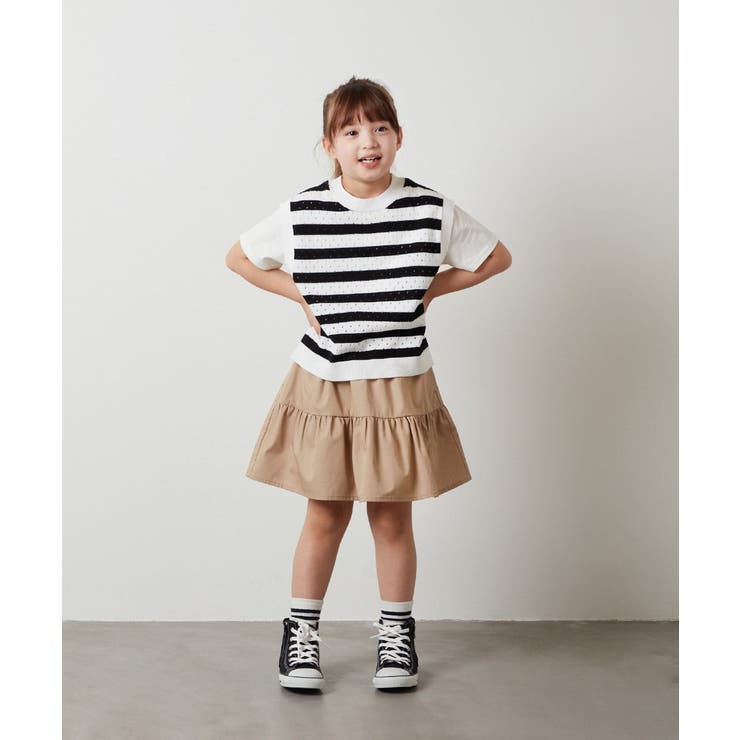 [100-130]【2点セット】アイレット柄ニットベストセット | a.v.v【KIDS】 | 詳細画像23 