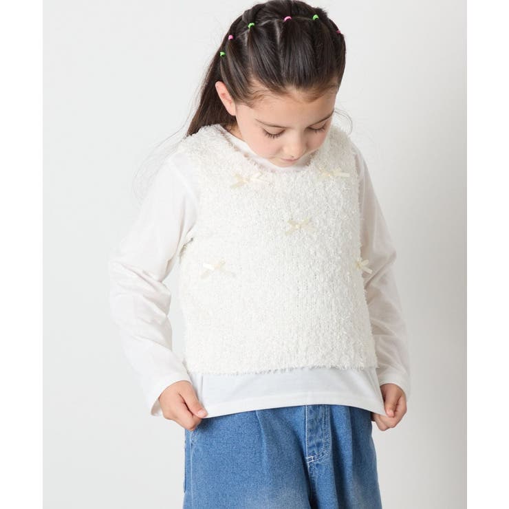 [120-160]リボンヤーンニットベストセット | a.v.v【KIDS】 | 詳細画像2 