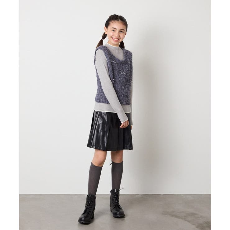 [120-160]リボンヤーンニットベストセット | a.v.v【KIDS】 | 詳細画像30 