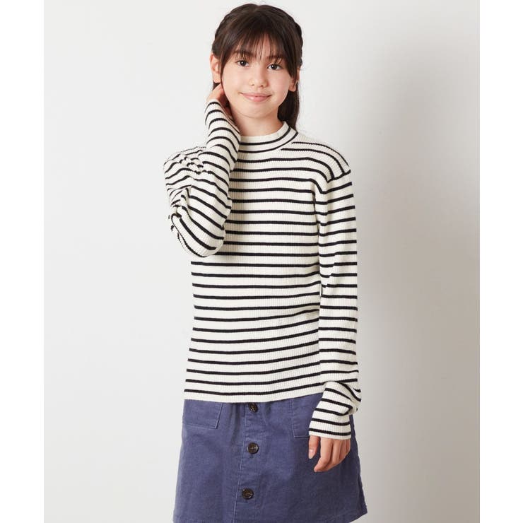 ボーダー | [140-150]ハイネックリブニット | a.v.v【KIDS】
