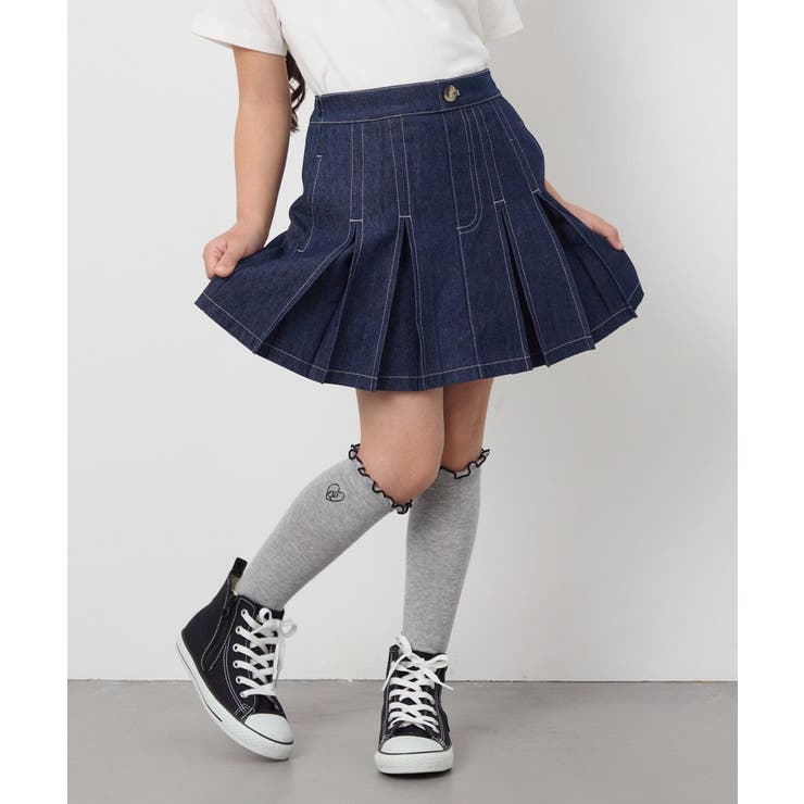 ブルー | [120-130]インパン付きタックプリーツスカート | a.v.v【KIDS】