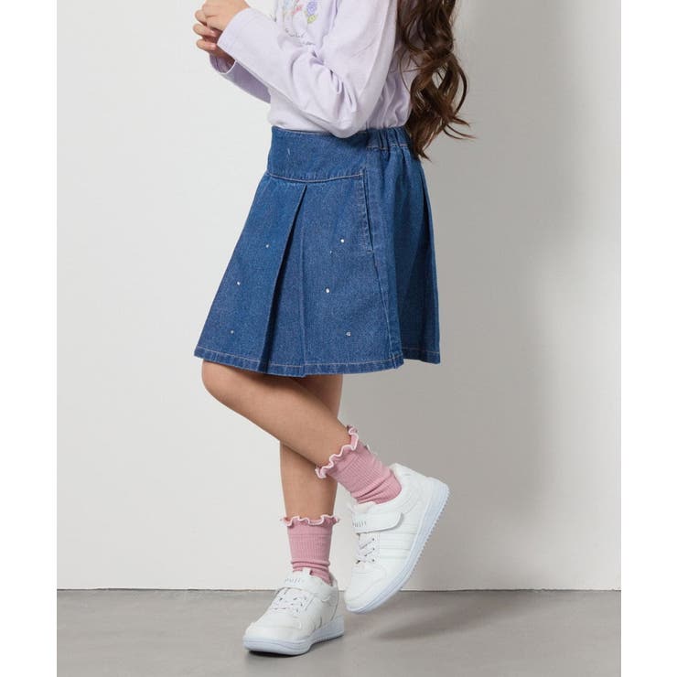 [120-130]ビジュー付きデニムタックスカート | a.v.v【KIDS】 | 詳細画像3 