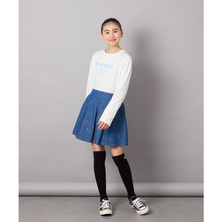 [120-130]ビジュー付きデニムタックスカート | a.v.v【KIDS】 | 詳細画像30 