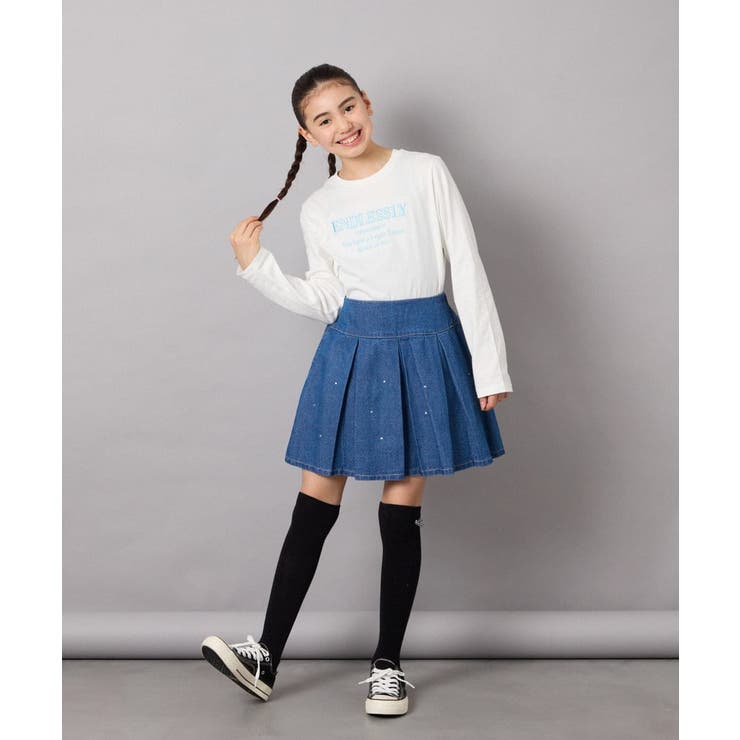 [120-130]ビジュー付きデニムタックスカート | a.v.v【KIDS】 | 詳細画像31 