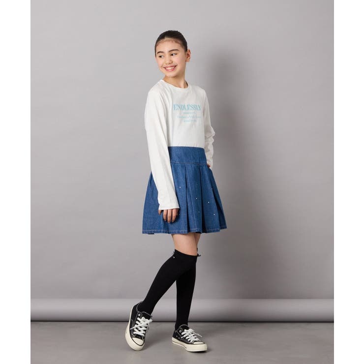 [120-130]ビジュー付きデニムタックスカート | a.v.v【KIDS】 | 詳細画像32 