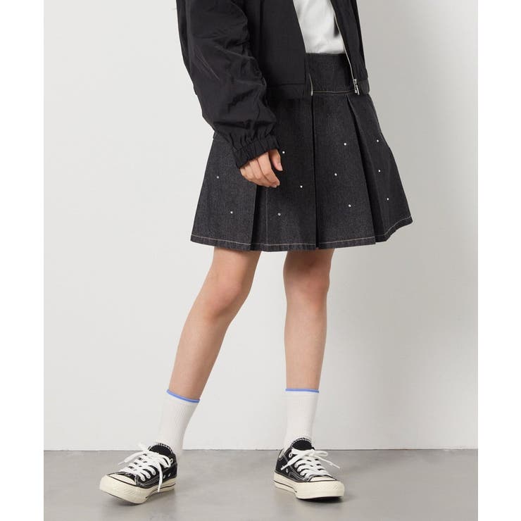 [160]ビジュー付きデニムタックスカート | a.v.v【KIDS】 | 詳細画像1 