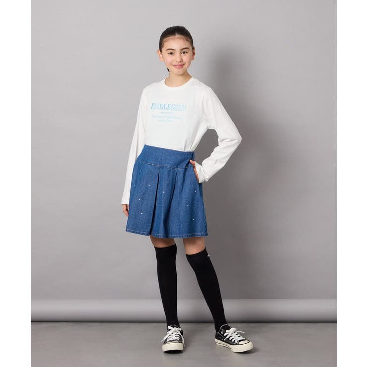 [160]ビジュー付きデニムタックスカート | a.v.v【KIDS】 | 詳細画像16 