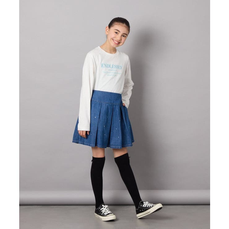 [160]ビジュー付きデニムタックスカート | a.v.v【KIDS】 | 詳細画像18 