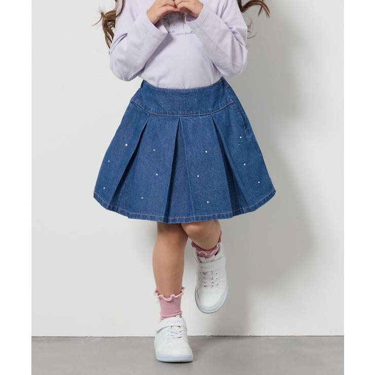 [160]ビジュー付きデニムタックスカート | a.v.v【KIDS】 | 詳細画像27 