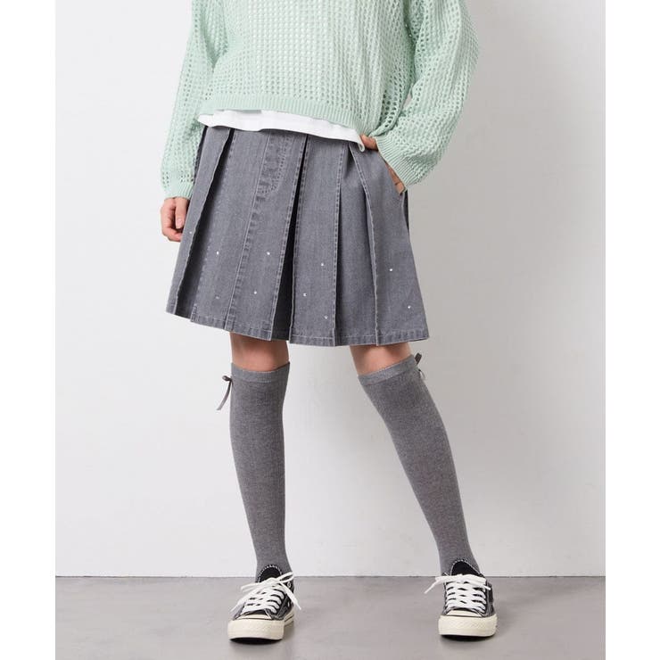 [120-160]ビジューデニムプリーツスカート | a.v.v【KIDS】 | 詳細画像19 