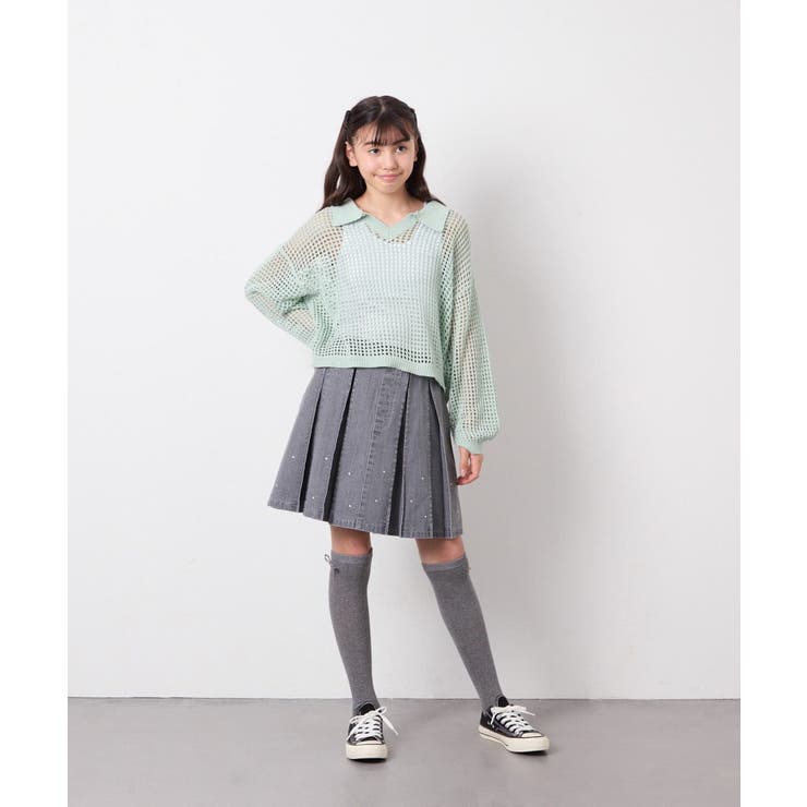 [120-160]ビジューデニムプリーツスカート | a.v.v【KIDS】 | 詳細画像26 