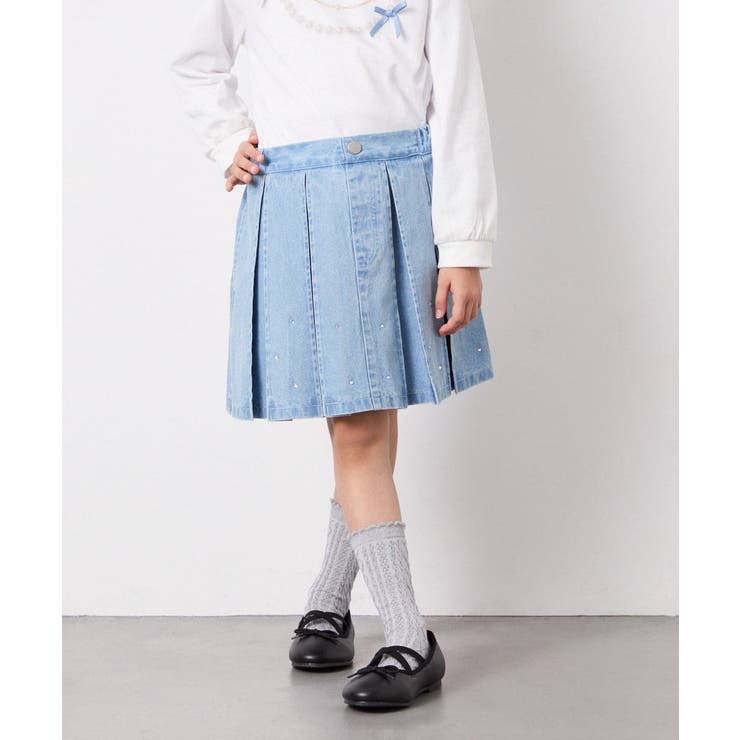 [120-160]ビジューデニムプリーツスカート | a.v.v【KIDS】 | 詳細画像4 