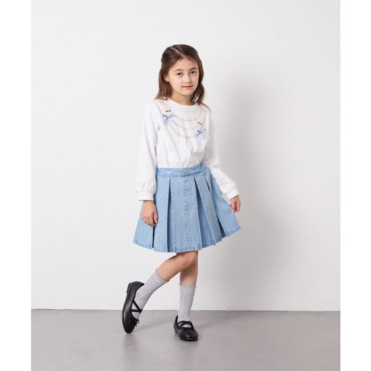 [120-160]ビジューデニムプリーツスカート | a.v.v【KIDS】 | 詳細画像7 