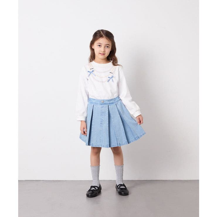 [120-160]ビジューデニムプリーツスカート | a.v.v【KIDS】 | 詳細画像9 