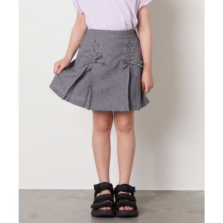 [120-160]［インパン付］フロントレースアップスカート | a.v.v【KIDS】 | 詳細画像2 