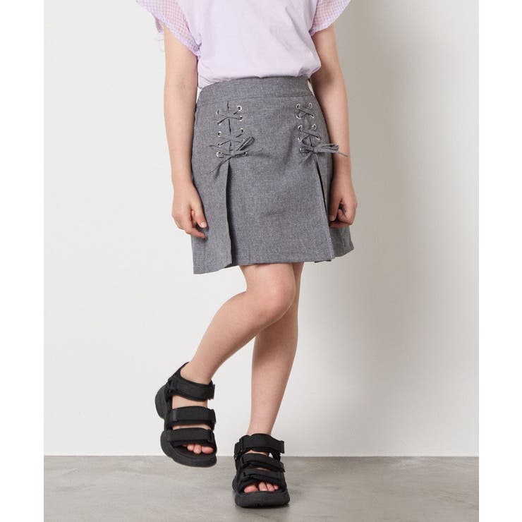 [120-160]［インパン付］フロントレースアップスカート | a.v.v【KIDS】 | 詳細画像3 