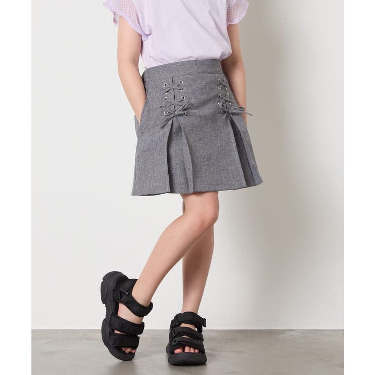 [120-160]［インパン付］フロントレースアップスカート | a.v.v【KIDS】 | 詳細画像4 