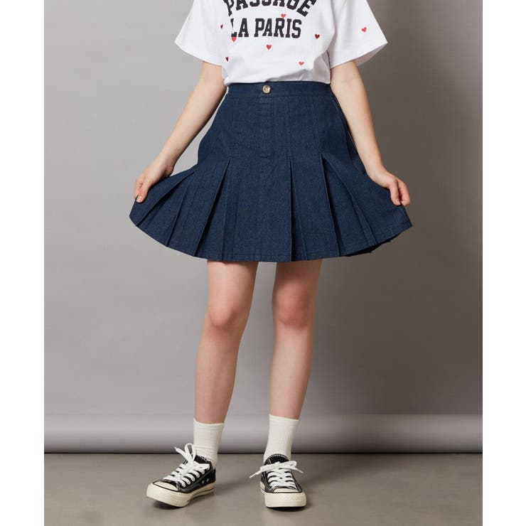 ブルー | [160]【インパン付】タックプリーツスカート | a.v.v【KIDS】
