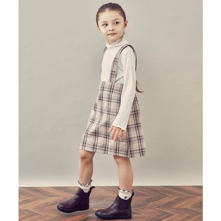 shäller チェック柄サスペンダーキュロット