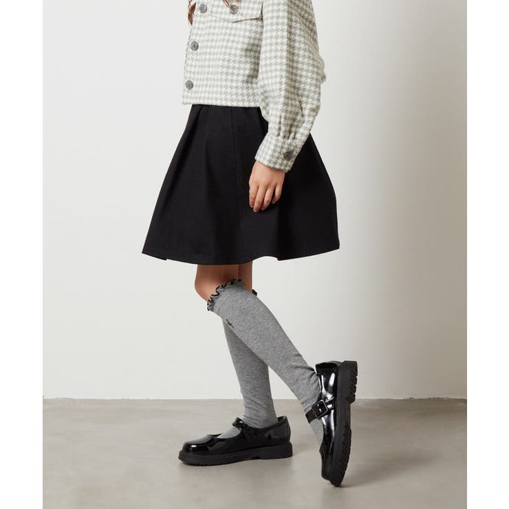ブラック | [110-130]タックフレアスカート | a.v.v【KIDS】
